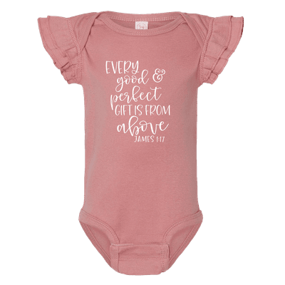 Every Good And Perfect Gift Ruffled Onesie