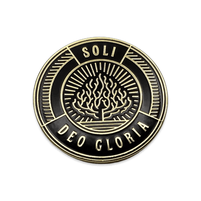 Soli Deo Gloria Badge Enamel Lapel Pin (Black)