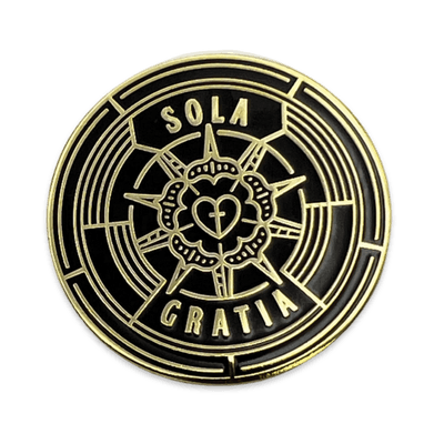 Sola Gratia Badge Enamel Lapel Pin (Black)