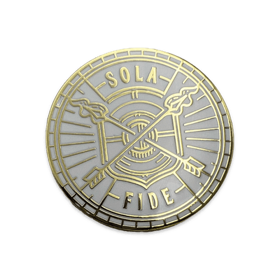 Sola Fide Badge Enamel Lapel Pin (White)