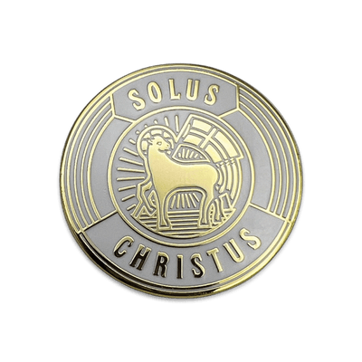 Solus Christus Badge Enamel Lapel Pin (White)