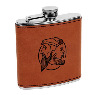 Logo Leatherette Flask Brown