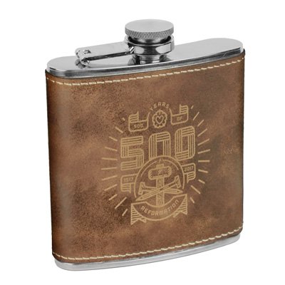 500 Years of Reformation Leatherette Flask Brown