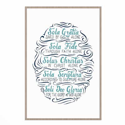 The Five Solas Handlettered - Poster Print