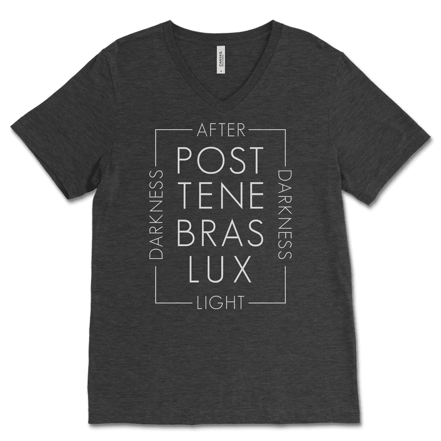 Post Tenebras Lux Script V-Neck Tee