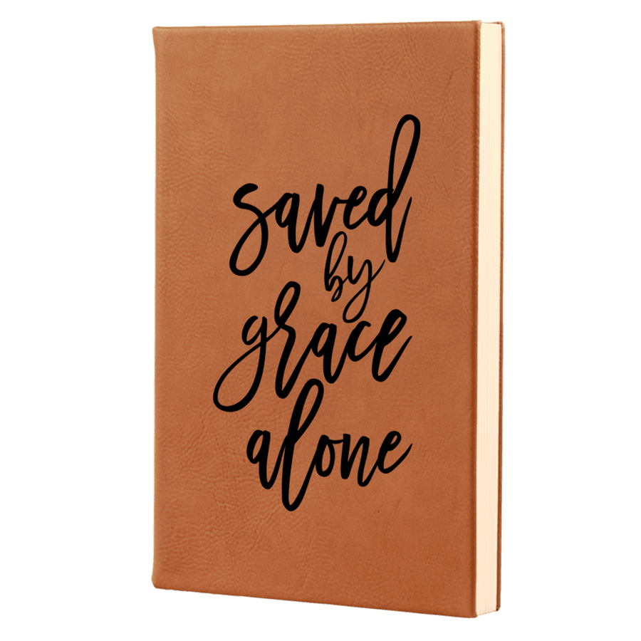 Saved By Grace Alone Script Leatherette Hardcover Journal #1