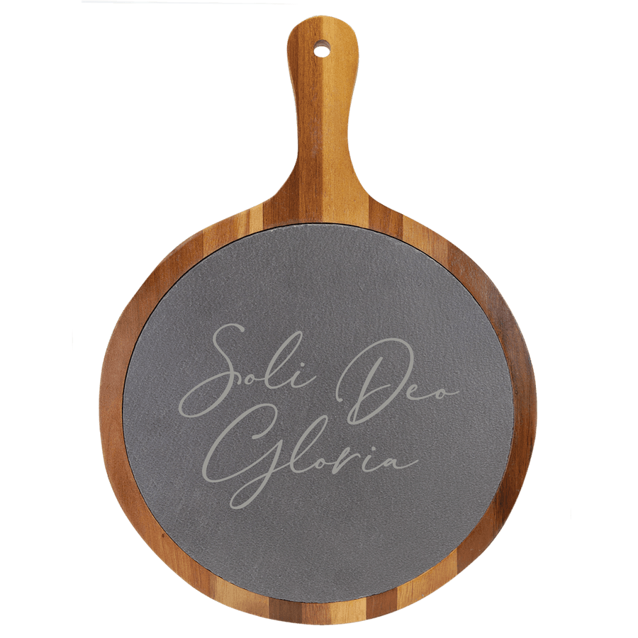 Soli Deo Gloria (Lettered) Round Slate Cutting Board