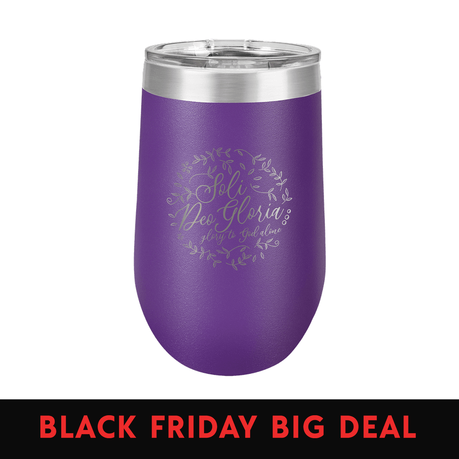 Black Friday Soli Deo Gloria Floral Round 16oz Insulated Tumbler #1