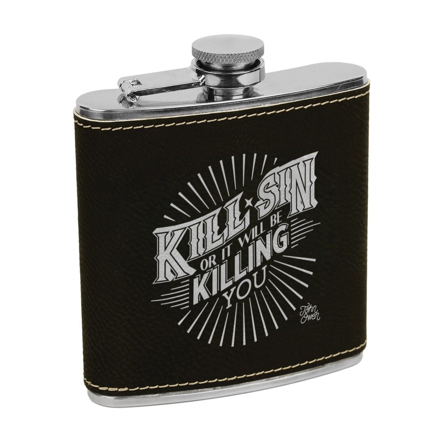 Kill Sin Or It Will Be Killing You Leatherette Flask Brown #1