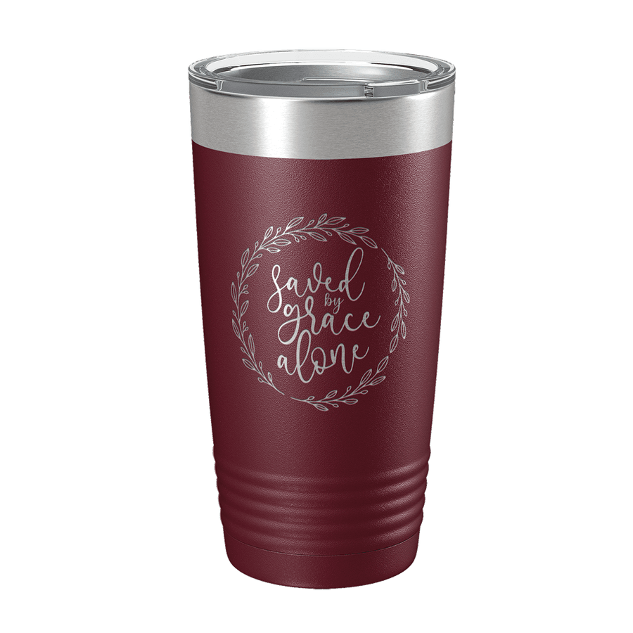 Saved By Grace Alone Wreath 20oz Insulated Tumbler #1