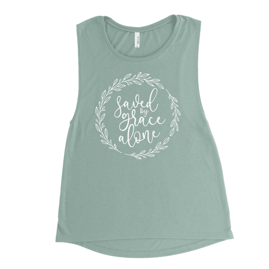 Saved By Grace Alone Wreath Muscle Tank