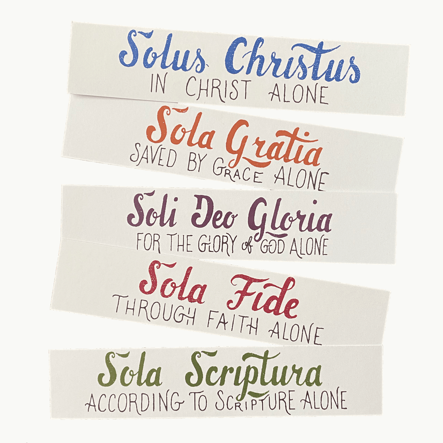Five Solas Hand Lettered Book Mark Set of 5 #1