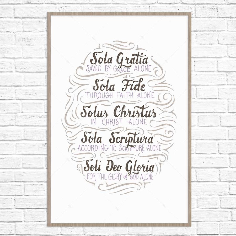 The Five Solas Handlettered - Poster Print #2