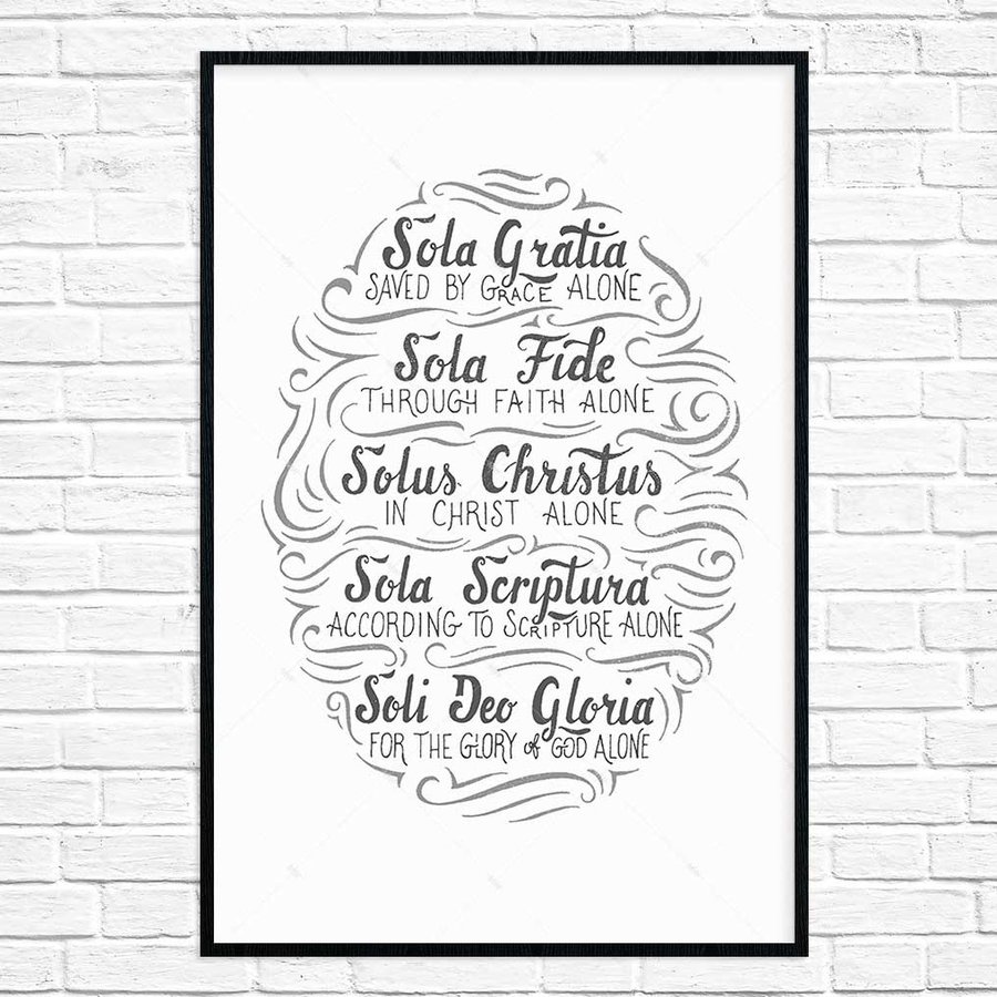The Five Solas Handlettered - Poster Print #3
