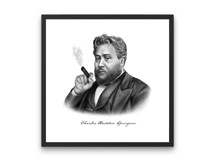 Charles Spurgeon Cigar Portrait Print